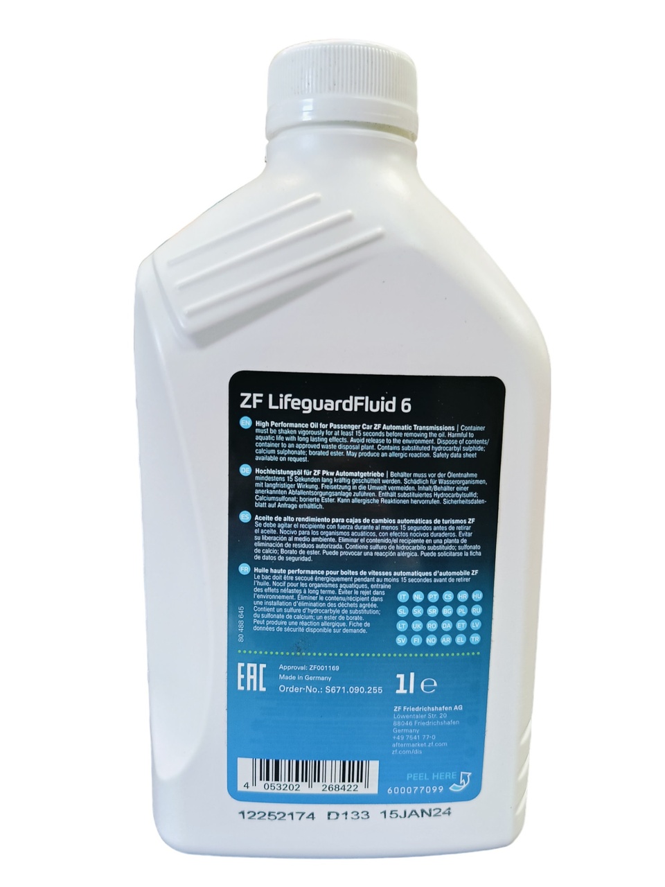 BMW/ZF LifeGuardFluid 6 1L OEM S67109025501/ZF-550031808 olej przekładniowy 1