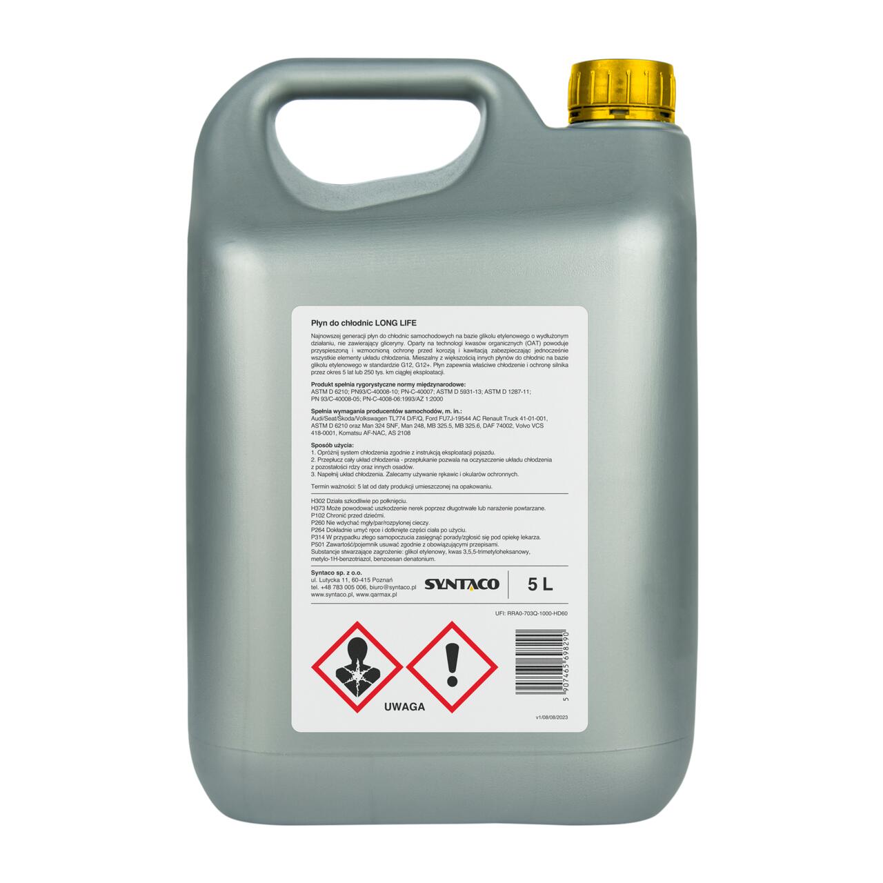 QARMAX PŁYN DO CHŁODNIC LONG LIFE Żółty 5L 2