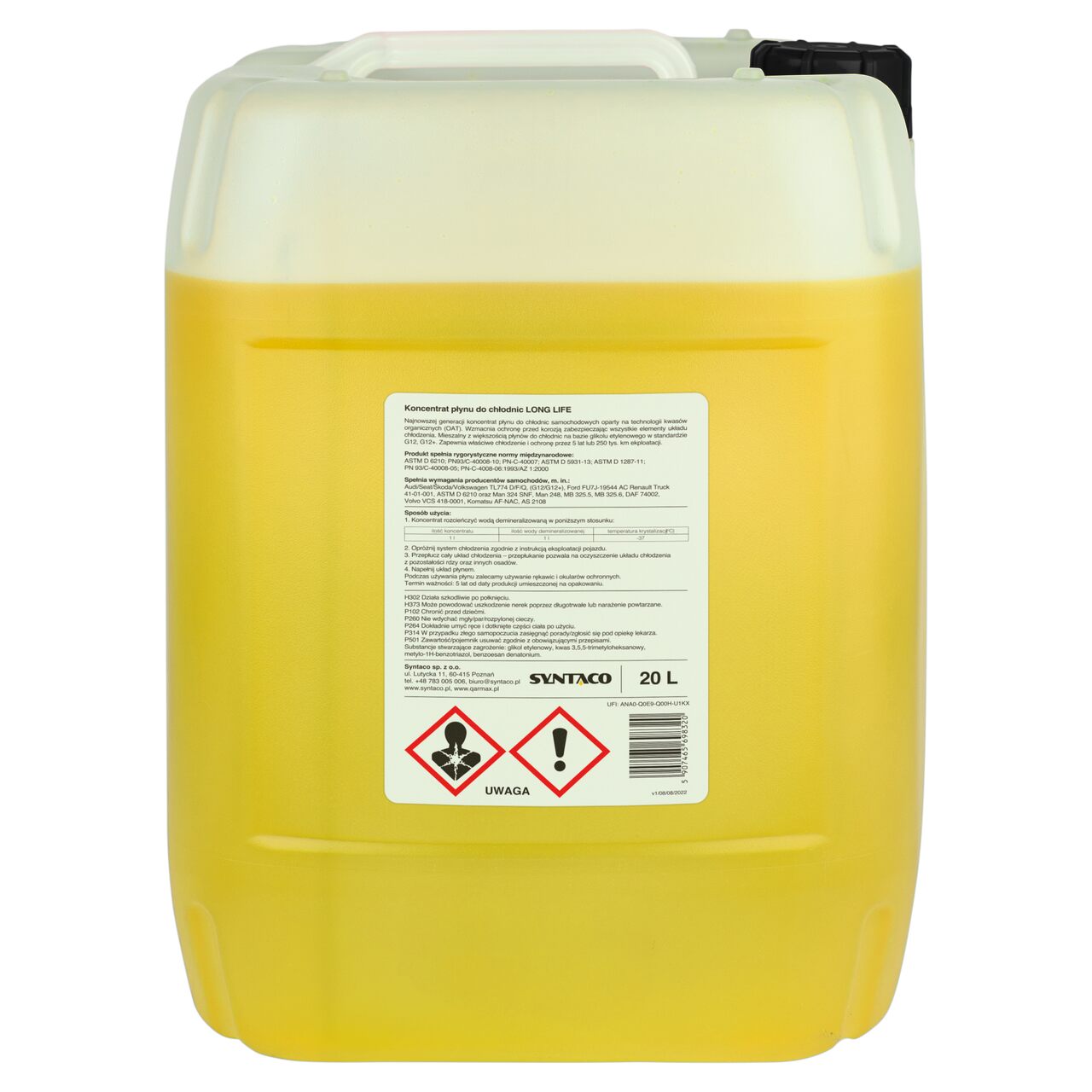 QARMAX KONCENTRAT LONG LIFE PŁYNU DO CHŁODNIC Żółty 20L 1