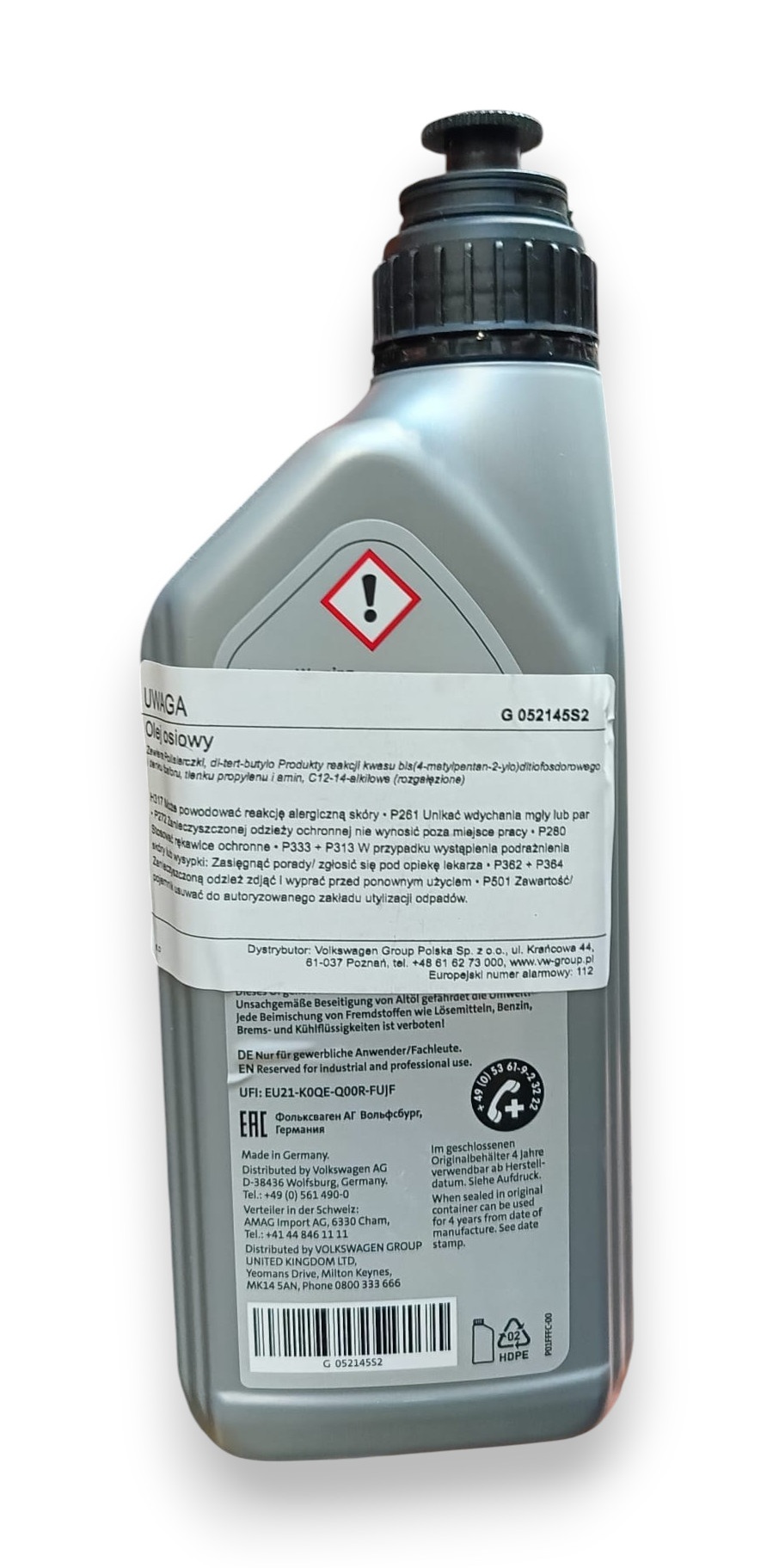 VOLKSWAGEN VW VAG OLEJ PRZEKŁADNIOWY OSIOWY HALDEX 1L OEM G052145S2 1